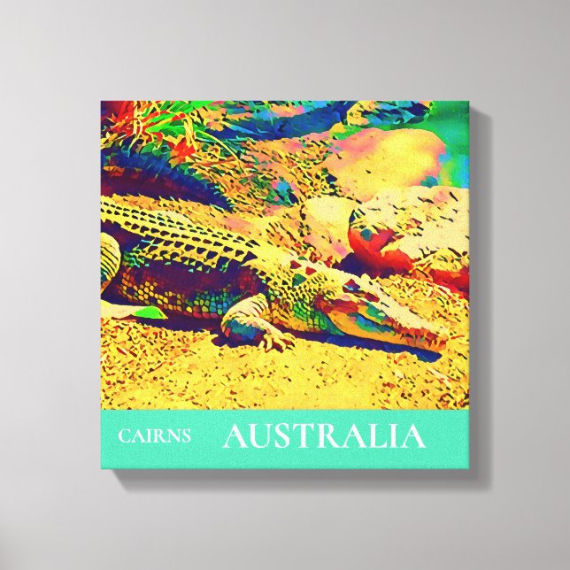 Impressão Em Tela Rótulo de crocodilo salgado, viagem art, Austrália (Frente)