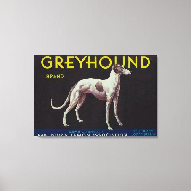 Impressão Em Tela Rótulo de Limão de Greyhound San Dimas, CA (Frente)