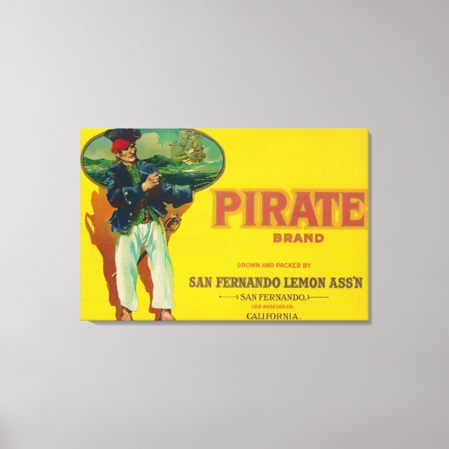 Impressão Em Tela Rótulo de Limão PirataSan Fernando, CA (Frente)
