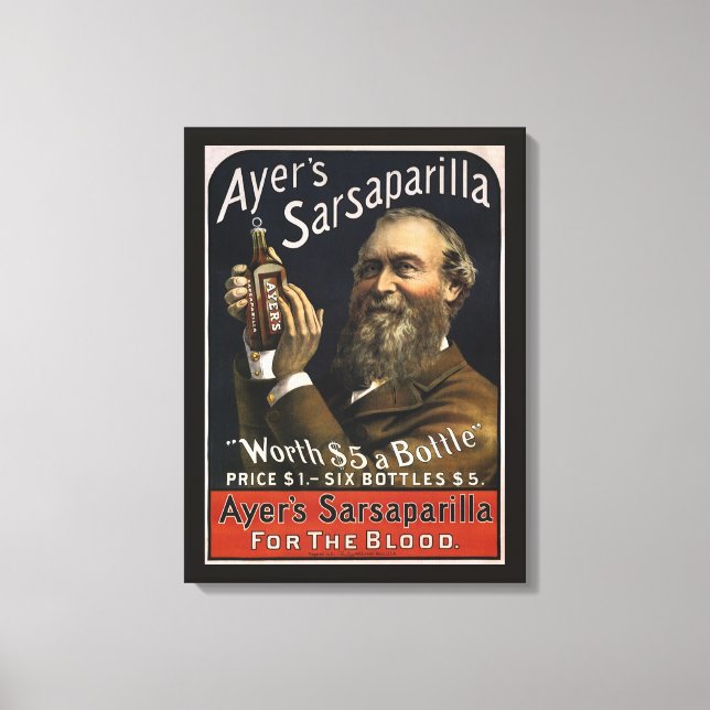 Impressão Em Tela Rótulo de Produto Antigo, Bebida Sarsaparilla da A (Frente)