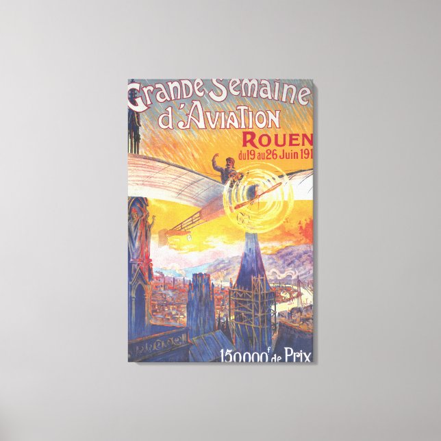 Impressão Em Tela Rouen, França - Piloto e avião (Frente)