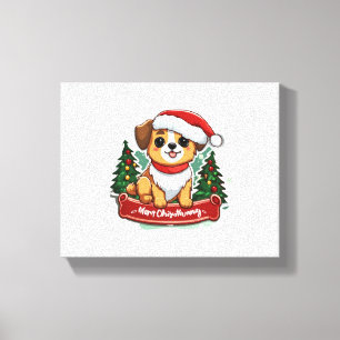 Impressão Em Tela Roupa de Festa de Natal Festiva de Cão de Feriado