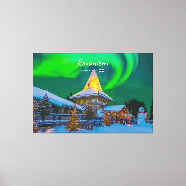 Impressão Em Tela Rovaniemi, Finlândia - Magia Aurora  (Frente)