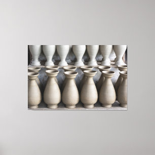 Impressão Em Tela Rows of Handmade Clay Pottery Vases