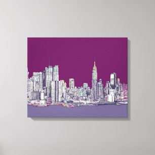 Impressão Em Tela Roxo de New York NYC