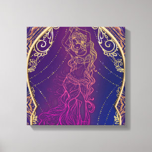 Impressão Em Tela Roxo & Dourado Glam Dança do Ventre Marroquina Ára
