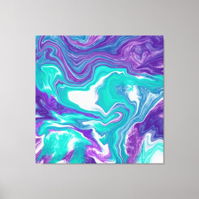 Impressão Em Tela Roxo e Teto Fluid Art Marble como (Frente)
