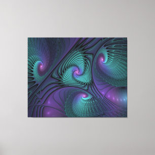 Impressão Em Tela Roxo encontra Arte Fractal Turquesa abstrato