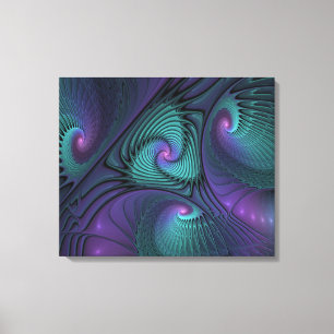 Impressão Em Tela Roxo encontra Arte Fractal Turquesa abstrato