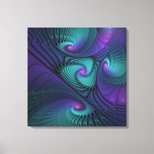 Impressão Em Tela Roxo encontra Arte Fractal Turquesa abstrato