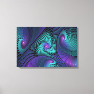 Impressão Em Tela Roxo encontra Arte Fractal Turquesa abstrato