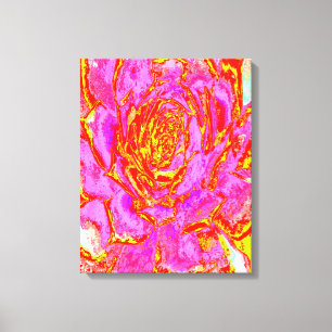 Impressão Em Tela Roxo Quente, Vermelho e Amarelo Suculento Sedum Ro