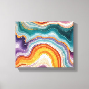 Impressão Em Tela Roxo, Teal e Agato Dourado