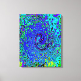 Impressão Em Tela Roxo Violeta Azul Abstrato Retro Líquido Turbilhão
