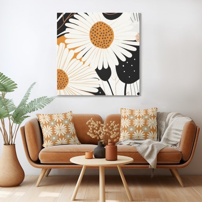 Impressão Em Tela Rtro Sunflower (Mix n' match in retro mid century modern style with a  retro floral canvas from Wild on Flowers)