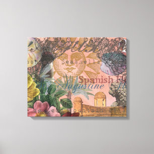 Impressão Em Tela Rua, Augustine Florida Vintage Collage