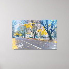 Impressão Em Tela Rua Autumn com Folhas Amarelas