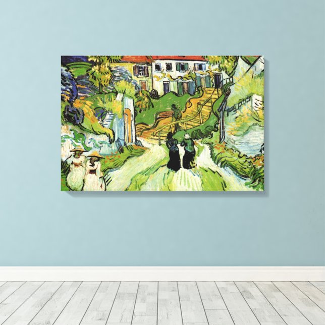 Impressão Em Tela Rua e Escadas da Vila Auvers, Figuras (Insitu(piso de madeira))