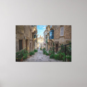 Impressão Em Tela Rua estreita de pedra em Malta