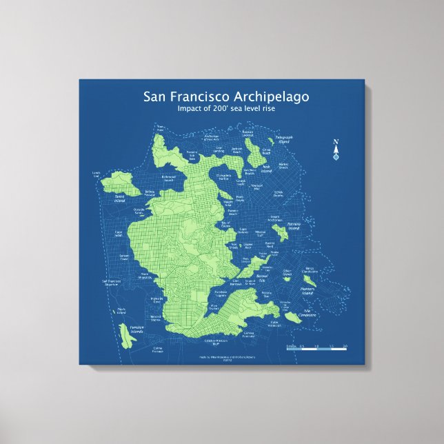 Impressão Em Tela Ruas submersas de São Francisco-24"x24",canvas (Frente)
