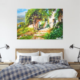 Impressão Em Tela Ruínas Antigas com Árvore Iluminada - Pintura a Ól