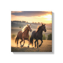 Running Free at Sunset – Wild Horse Duo Wall Art