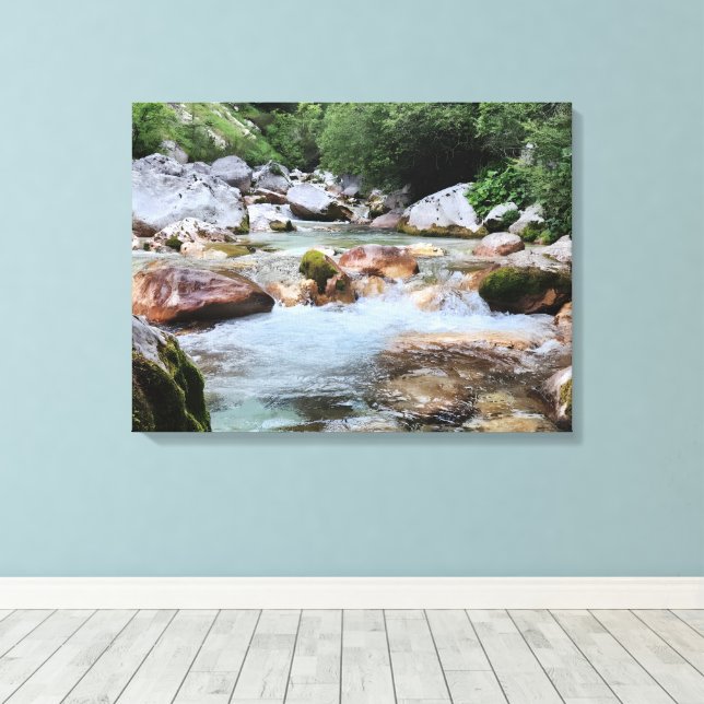Impressão Em Tela Rushing Mountain Rapids – Crystal River Stream (Insitu(piso de madeira))