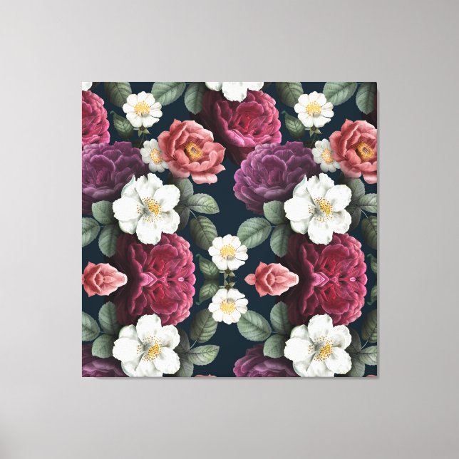 Impressão Em Tela Russo Floral Burgundy (Frente)