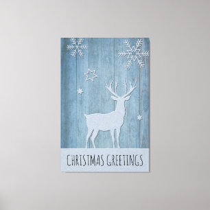 Impressão Em Tela Rustic Blue Wood Reindet — Natal