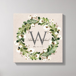 Impressão Em Tela Rustic Linen Wreath Monograma Wedding Keepske