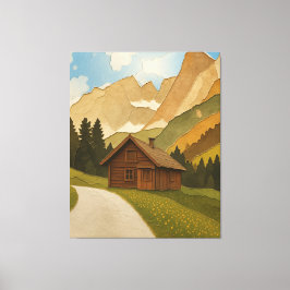 Impressão Em Tela Rustic Mountain Cabin Wall Art Print