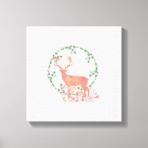 Impressão Em Tela Rustic Reindeer Boho Watercolor