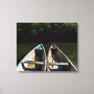 Impressão Em Tela Rustic Wooden Canoes on Tropical River