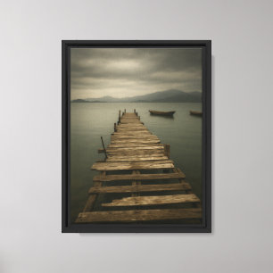 Impressão Em Tela Rustic Wooden Dock Lake View Wall Art