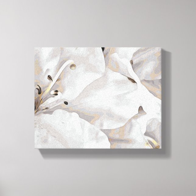 Impressão Em Tela *~* Rústico Grunge Azalea Flores Branco Neutro (Frente)