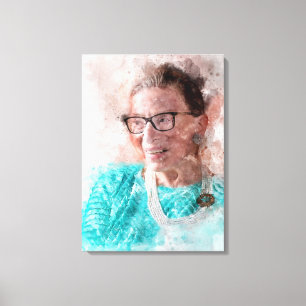 Impressão Em Tela Ruth Bader Ginsburg Smiling Watercolor Retrato T