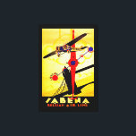 Impressão Em Tela Sabena Art Deco Compass - L<br><div class="desc">Vintage air poster de viagens para a agora defunta companhia aérea belga Sabena,  mostrando um avião a hélice que voa sobre a Torre Bridge de Londres com uma bússola e design de mapa de rotas,  todos executados em estilo brilhante de arte deco.</div>