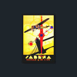 Impressão Em Tela Sabena Art Deco Compass - M<br><div class="desc">Vintage air poster de viagens para a agora defunta companhia aérea belga Sabena, mostrando um avião a hélice que voa sobre a Torre Bridge de Londres com uma bússola e design de mapa de rotas, todos executados em estilo brilhante de arte deco.</div>