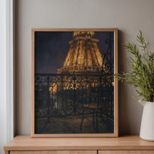 Sacada da Torre Eiffel em Paris à Meia-Noite