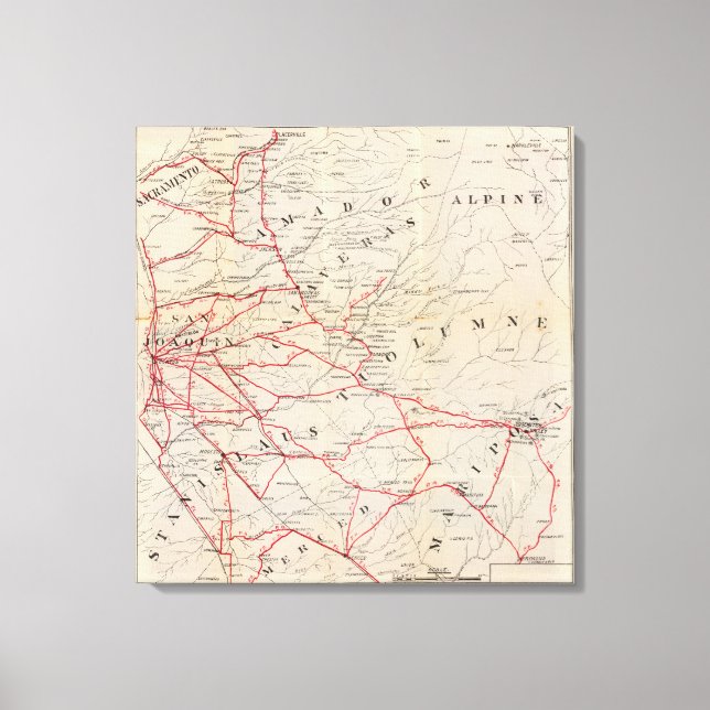 Impressão Em Tela Sacramento, Amador, Calaveras, San Joaquin (Frente)