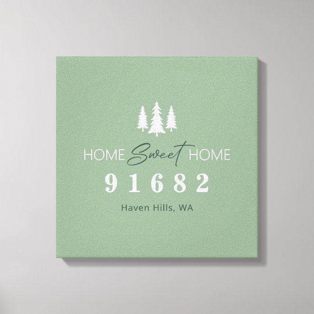 Impressão Em Tela Sage White Home Sweet Home Zip Code (Frente)