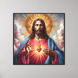 Impressão Em Tela Sagrado Coração de Jesus Cristo