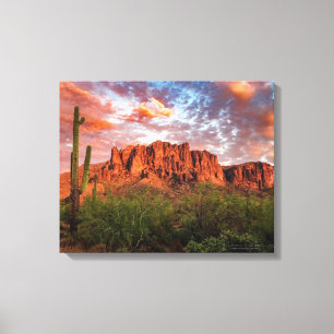 Impressão Em Tela Saguaro Cactus Superstition Mountain Sunset 20x16