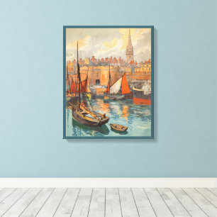 Impressão Em Tela Saint Malo, França, Arte de Cartaz de Viagem Antig