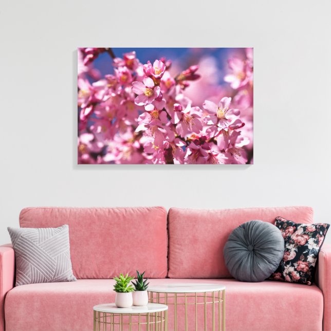 Impressão Em Tela Sakura Cherry Blossoms Beijados Pela Luz Do Sol (Insitu(Sala de estar))