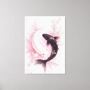 Impressão Em Tela Sakura Koi Japonês