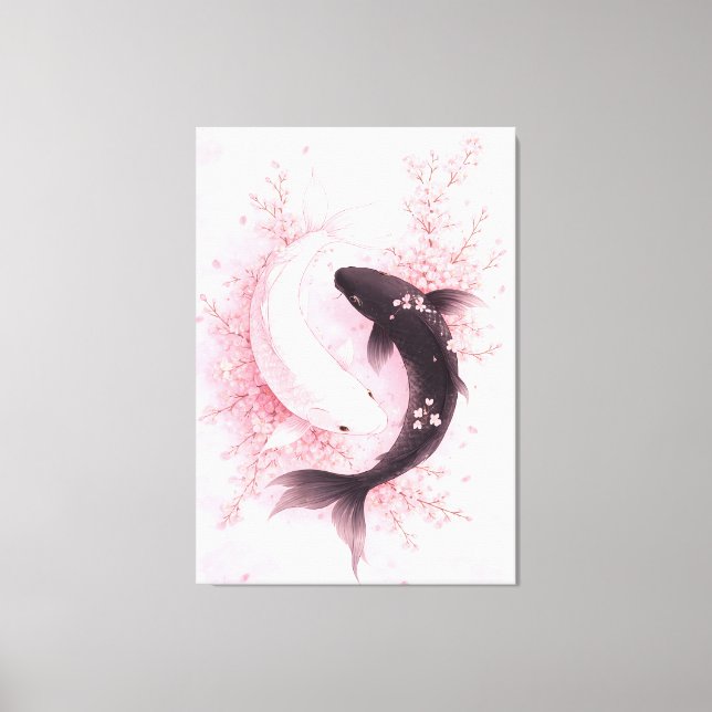 Impressão Em Tela Sakura Koi Japonês (Frente)