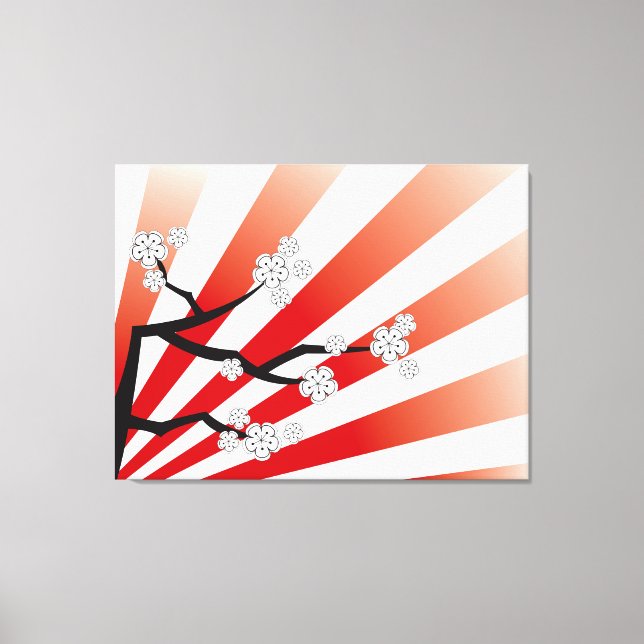 Impressão Em Tela Sakura Sunrise Zen White Cherry Flowers (Frente)