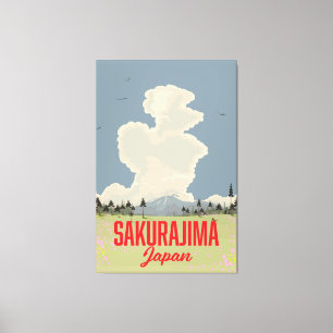 Impressão Em Tela Sakurajima Japão retro poster de viagens.