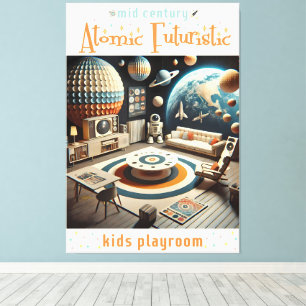Impressão Em Tela Sala de Brinquedos Espaciais Futurísticos Atômicos